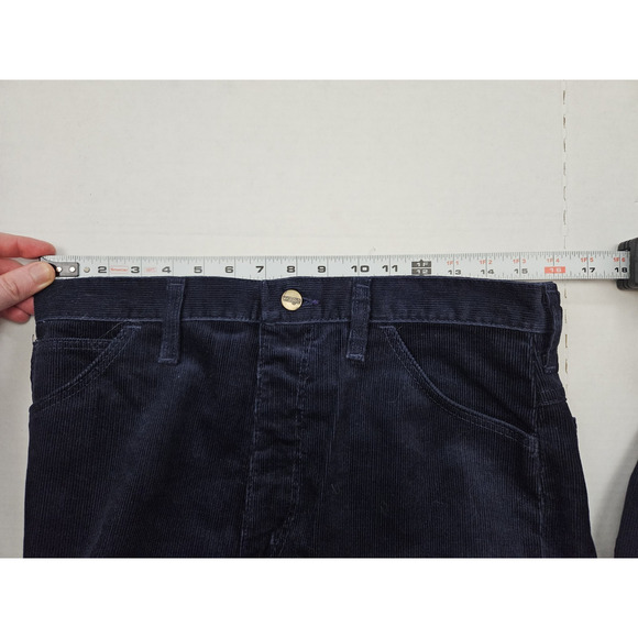 Vintage Wrangler Corduroy Pants Men's 32 X 31 Dark Blue Med Rise USA W Pockets - Picture 3 of 10